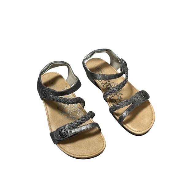 Aetrex Jillian Pewter Silver Sandals - Picture 1 of 7